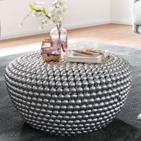 WOHNLING Couchtisch Metall 60x60x30 Wohnzimmertisch Sofatisch Rund Tisch Silber – Ansicht 1