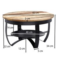 FineBuy Couchtisch 60 cm Wohnzimmertisch Holz Massiv Tisch Wohnzimmer Sofatisch – Ansicht 3