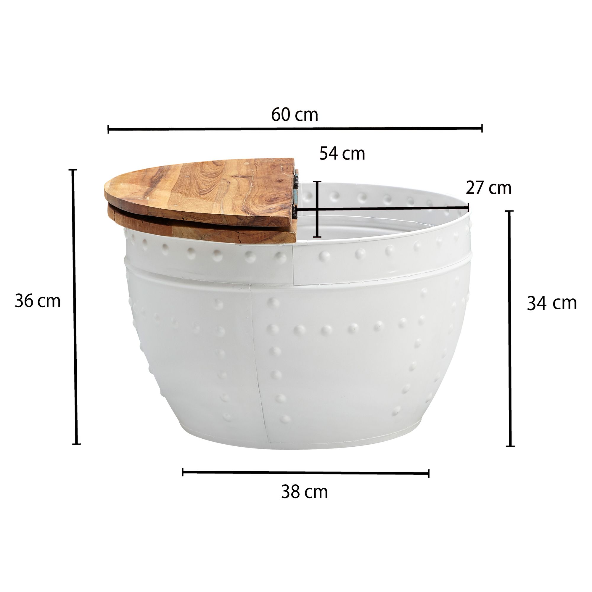 FineBuy Couchtisch Mango Massivholz Ø60cm Wohnzimmertisch Sofatisch Stauraum – Ansicht 3