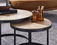 FineBuy Couchtisch 2 teilig Wohnzimmertisch Massivholz Rund Beistelltisch Tisch – Ansicht 4