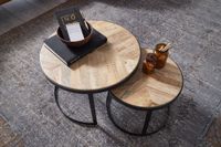 FineBuy Couchtisch 2 teilig Wohnzimmertisch Massivholz Rund Beistelltisch Tisch – Ansicht 5