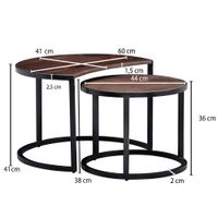 FineBuy Couchtisch Massivholz Wohnzimmertisch 2 teilig Rund Beistelltisch Set – Ansicht 3