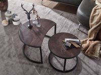 FineBuy Couchtisch Massivholz Wohnzimmertisch 2 teilig Rund Beistelltisch Set – Ansicht 5
