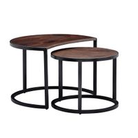 FineBuy Couchtisch Massivholz Wohnzimmertisch 2 teilig Rund Beistelltisch Set – Ansicht 6