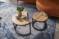 FineBuy Couchtisch Massivholz Wohnzimmertisch 2 teilig Rund Beistelltisch Set – Ansicht 5