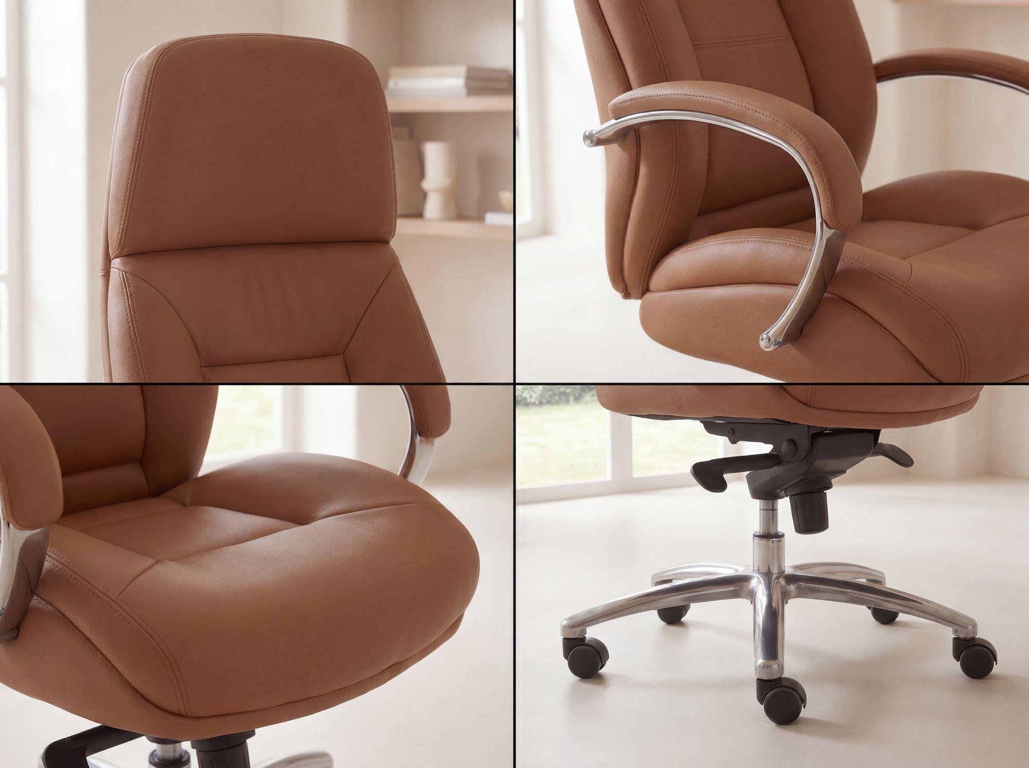 FineBuy Bürostuhl Chefsessel Echtleder Ergonomisch XXL Drehstuhl 120 kg Stuhl – Ansicht 4
