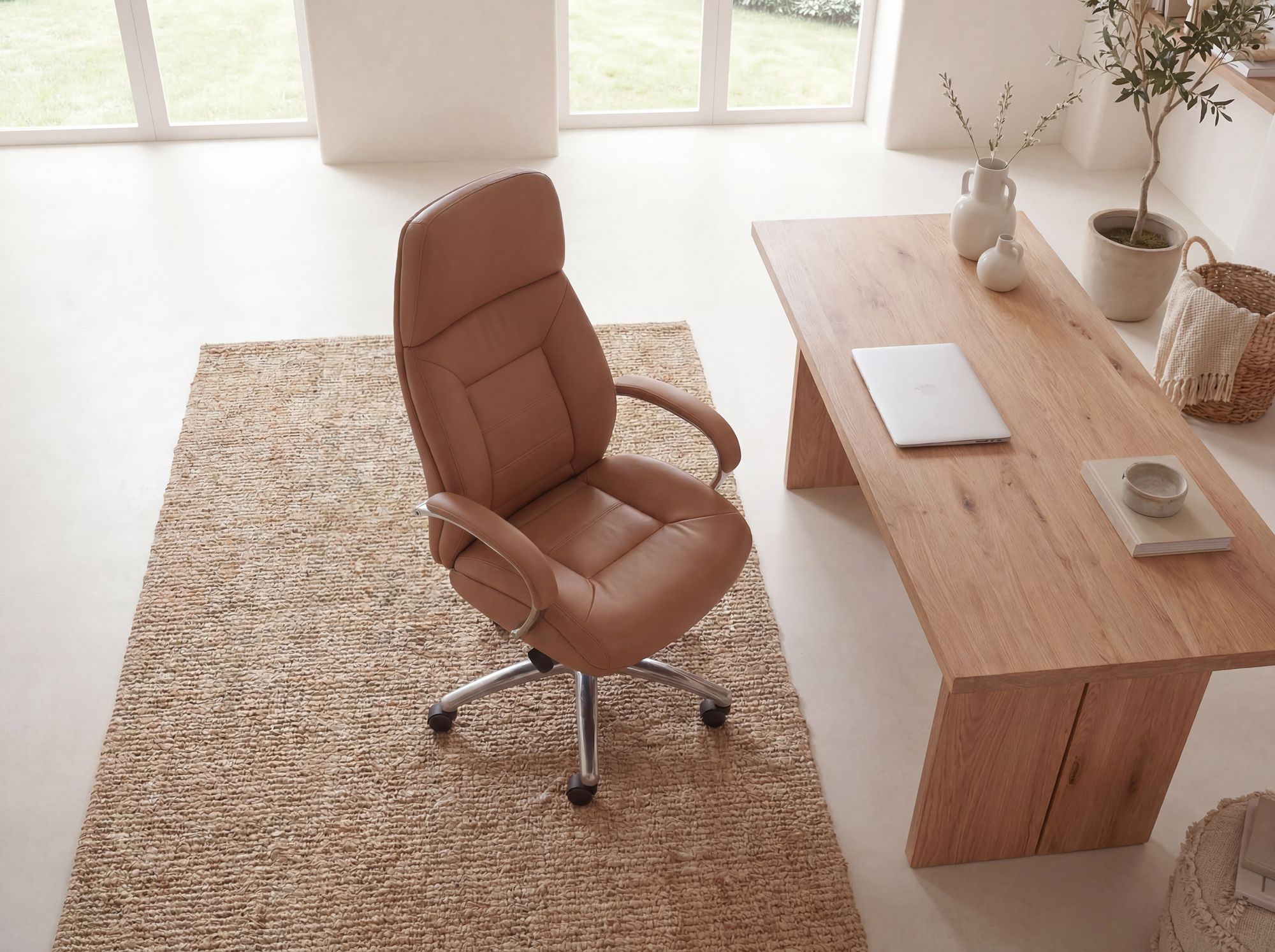 FineBuy Bürostuhl Chefsessel Echtleder Ergonomisch XXL Drehstuhl 120 kg Stuhl – Ansicht 5
