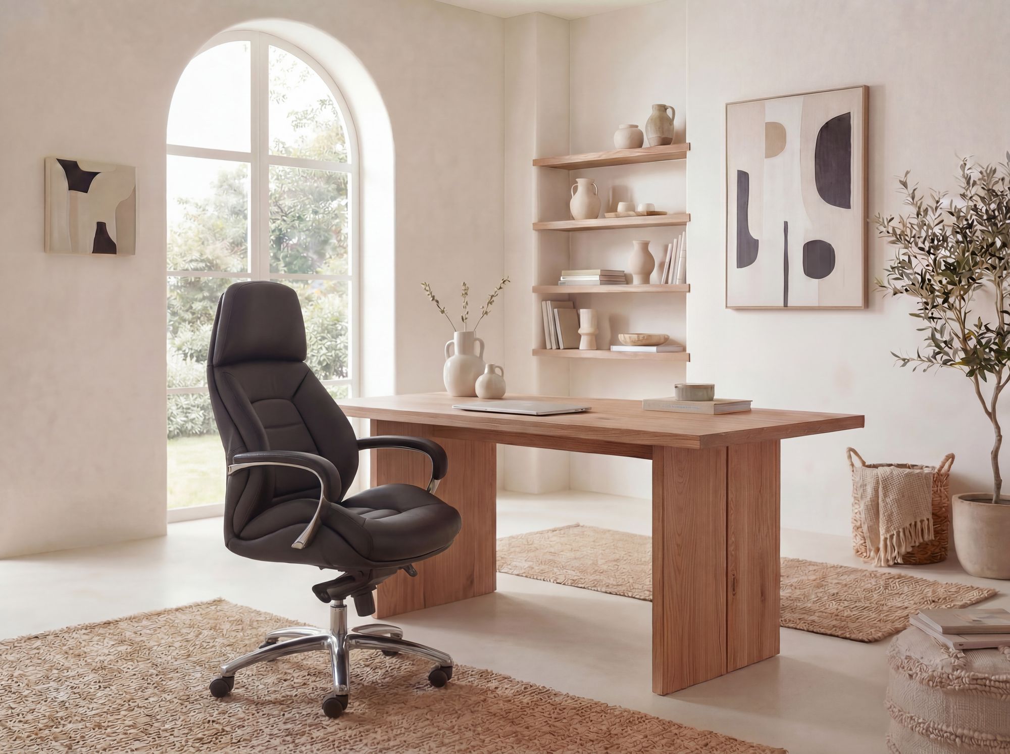 FineBuy Bürostuhl Chefsessel Echtleder Ergonomisch XXL Drehstuhl 120 kg Stuhl – Ansicht 2