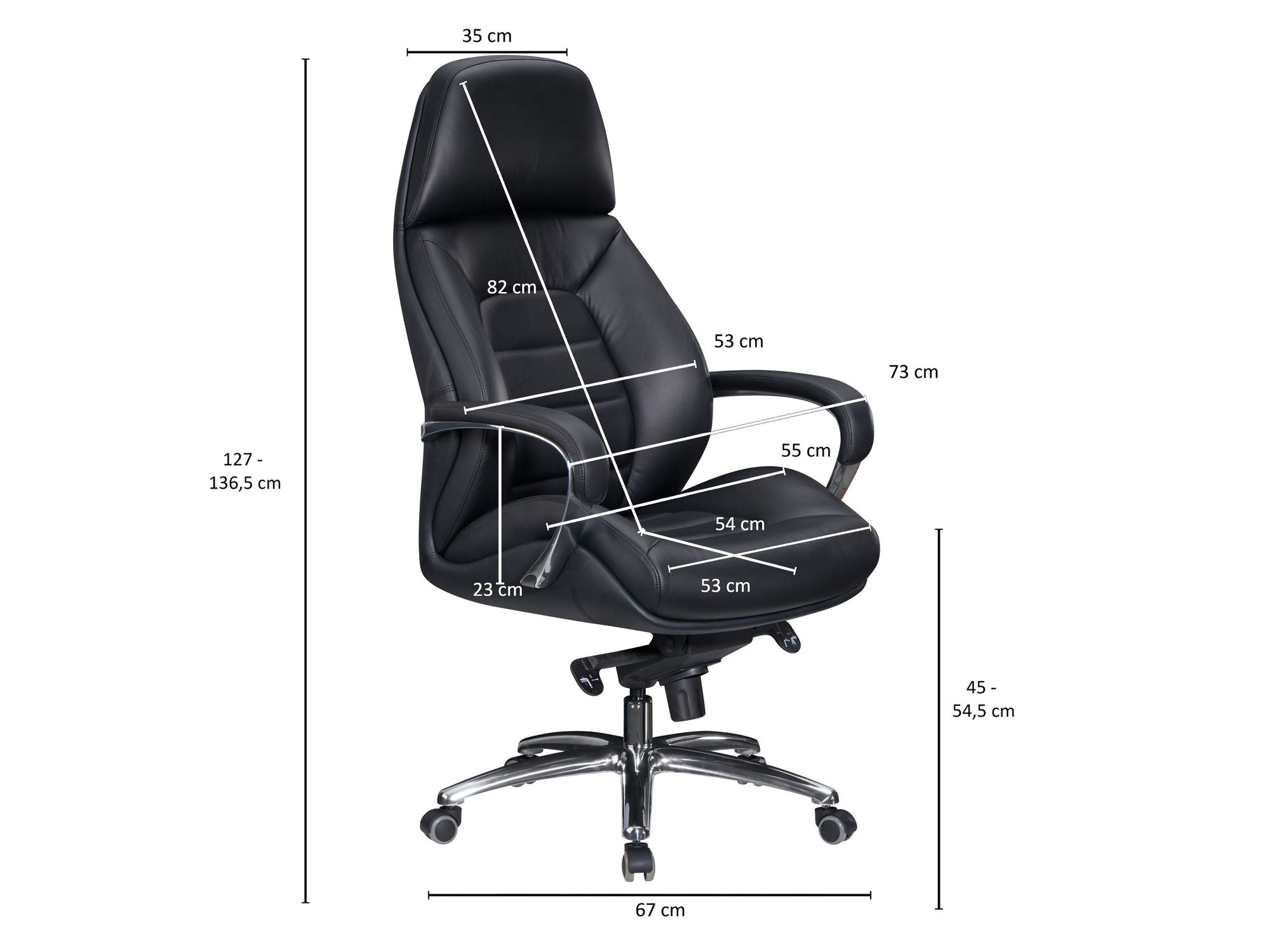 FineBuy Bürostuhl Chefsessel Echtleder Ergonomisch XXL Drehstuhl 120 kg Stuhl – Ansicht 3