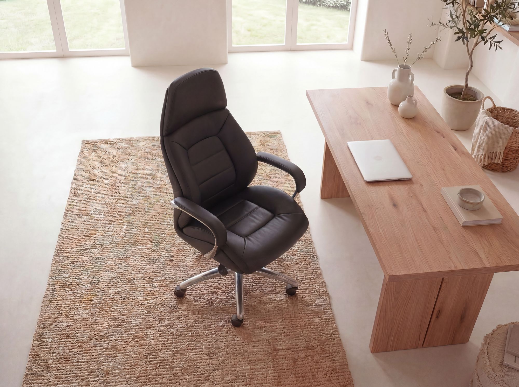 FineBuy Bürostuhl Chefsessel Echtleder Ergonomisch XXL Drehstuhl 120 kg Stuhl – Ansicht 5