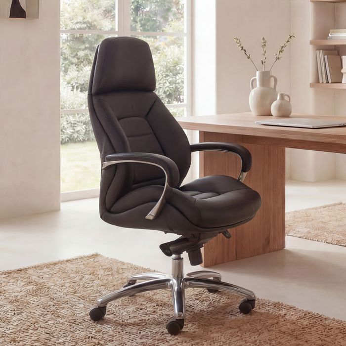FineBuy Bürostuhl Chefsessel Echtleder Ergonomisch XXL Drehstuhl 120 kg Stuhl