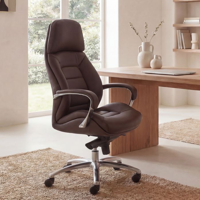 FineBuy Bürostuhl Chefsessel Echtleder Ergonomisch XXL Drehstuhl 120 kg Stuhl
