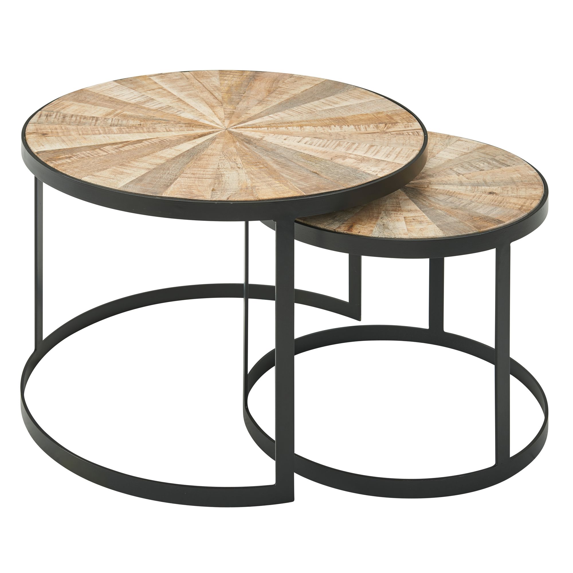 FineBuy Design Couchtisch Massivholz Wohnzimmertisch 2 teilig Rund Sofatisch – Ansicht 6