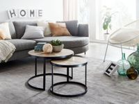 FineBuy Design Couchtisch Massivholz Wohnzimmertisch 2 teilig Rund Sofatisch – Ansicht 2