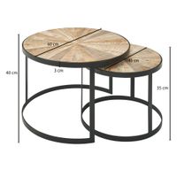 FineBuy Design Couchtisch Massivholz Wohnzimmertisch 2 teilig Rund Sofatisch – Ansicht 3