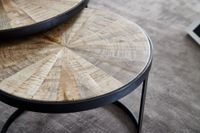 FineBuy Design Couchtisch Massivholz Wohnzimmertisch 2 teilig Rund Sofatisch – Ansicht 4