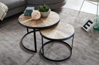 FineBuy Design Couchtisch Massivholz Wohnzimmertisch 2 teilig Rund Sofatisch – Ansicht 5