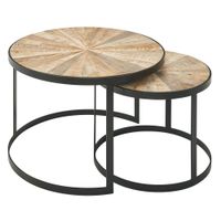 FineBuy Design Couchtisch Massivholz Wohnzimmertisch 2 teilig Rund Sofatisch – Ansicht 6