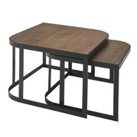 FineBuy Couchtisch Massivholz Wohnzimmertisch 2er Set Beistelltisch Satztisch – Ansicht 6