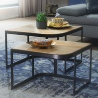 FineBuy Couchtisch Massivholz Wohnzimmertisch 2er Set Beistelltisch Satztisch – Ansicht 1