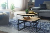 FineBuy Couchtisch Massivholz Wohnzimmertisch 2er Set Beistelltisch Satztisch – Ansicht 2
