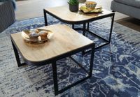 FineBuy Couchtisch Massivholz Wohnzimmertisch 2er Set Beistelltisch Satztisch – Ansicht 4