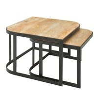 FineBuy Couchtisch Massivholz Wohnzimmertisch 2er Set Beistelltisch Satztisch – Ansicht 6