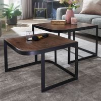 FineBuy Couchtisch Massivholz Wohnzimmertisch 2er Set Beistelltisch Satztisch – Ansicht 1