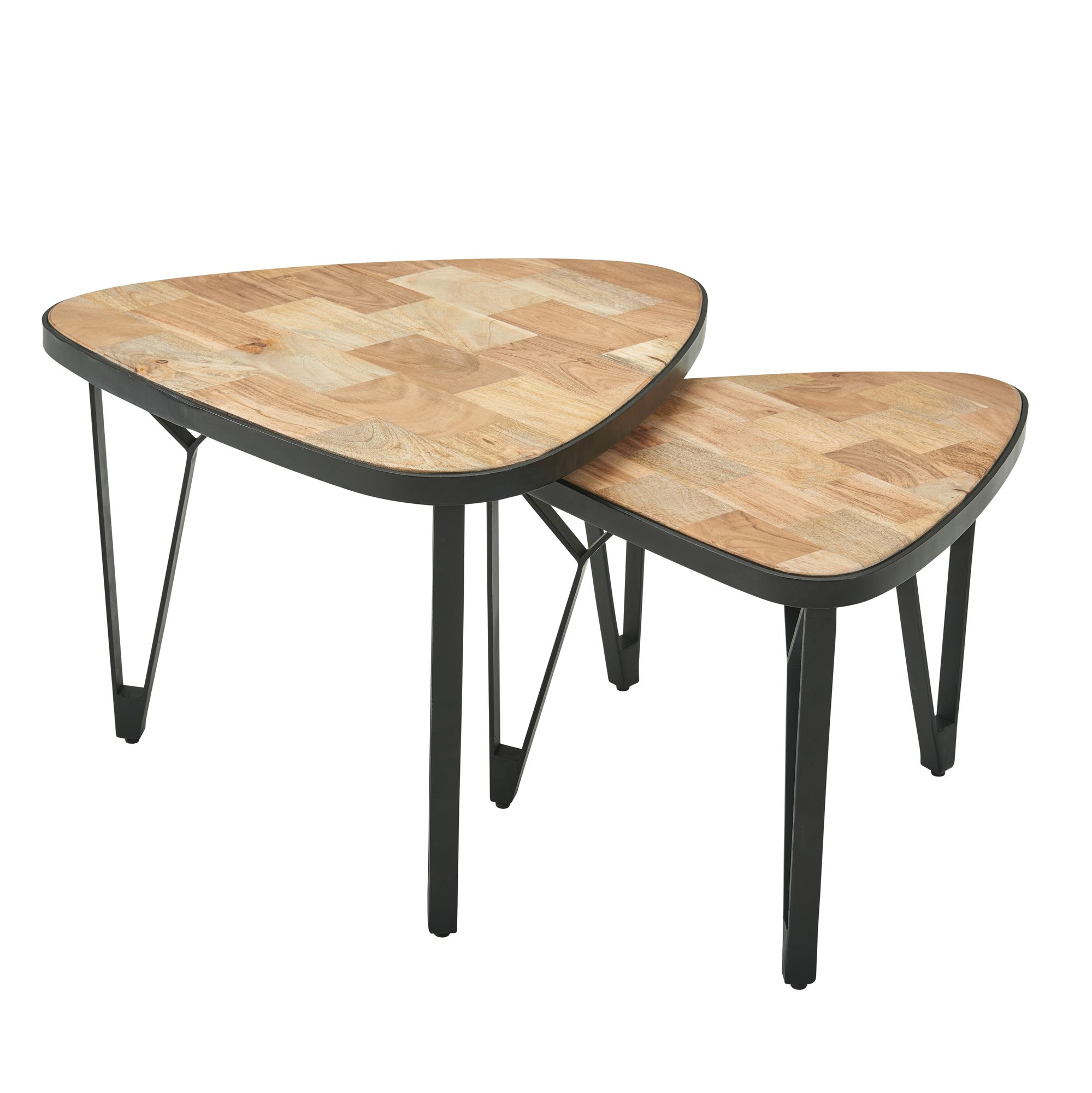 FineBuy Couchtisch Massivholz Metall Wohnzimmertisch 2er Set Satztisch Tisch – Ansicht 6
