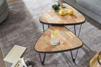 FineBuy Couchtisch Massivholz Metall Wohnzimmertisch 2er Set Satztisch Tisch – Ansicht 4