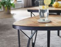 FineBuy Couchtisch Massivholz Metall Wohnzimmertisch 2er Set Satztisch Tisch – Ansicht 5