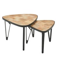 FineBuy Couchtisch Massivholz Metall Wohnzimmertisch 2er Set Satztisch Tisch – Ansicht 6