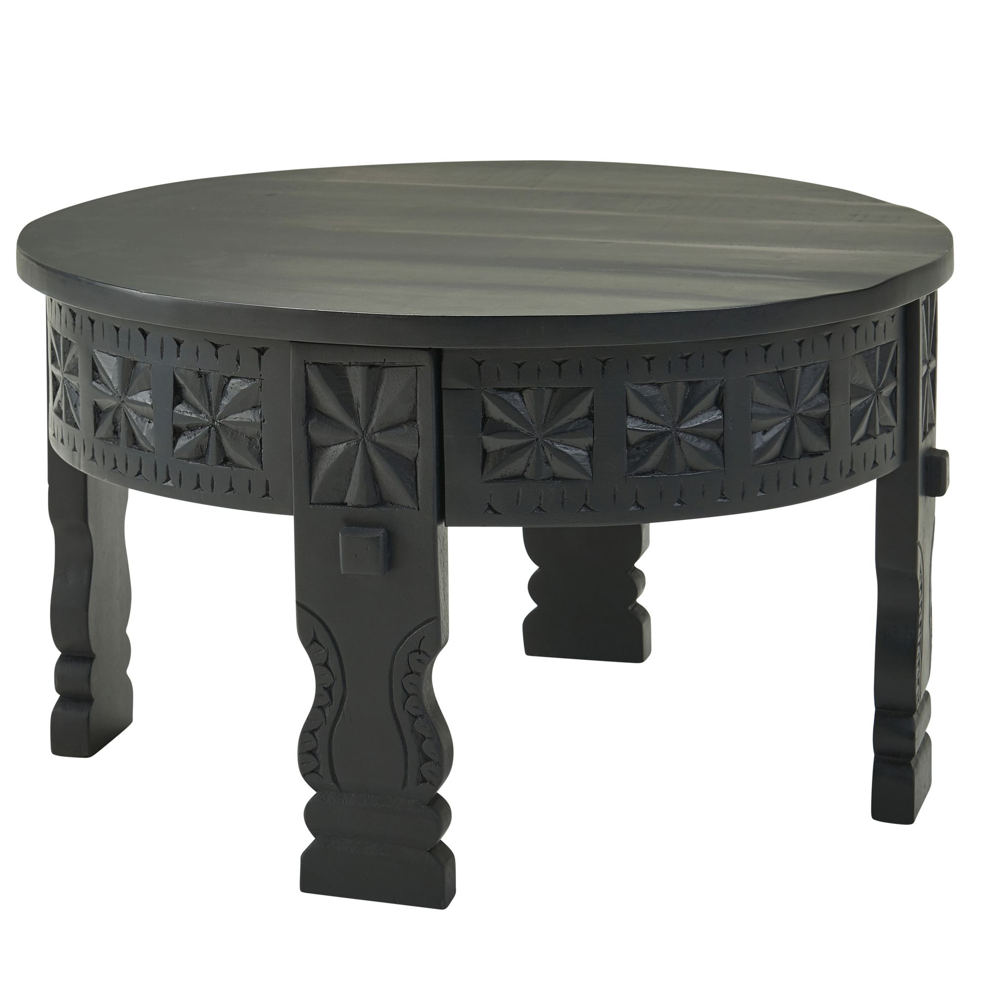 Couchtisch Mango Massivholz rund Wohnzimmertisch orientalischer Boho Design – Ansicht 6