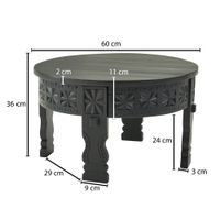 Couchtisch Mango Massivholz rund Wohnzimmertisch orientalischer Boho Design – Ansicht 3