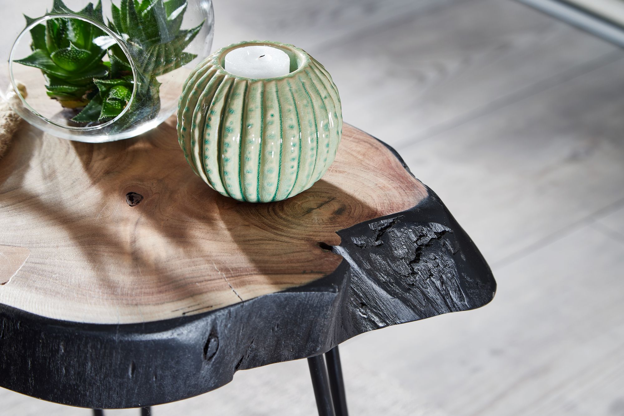 FineBuy Beistelltisch Holz Wohnzimmertisch Massiv Baumkante Wohnzimmer Tisch – Ansicht 5