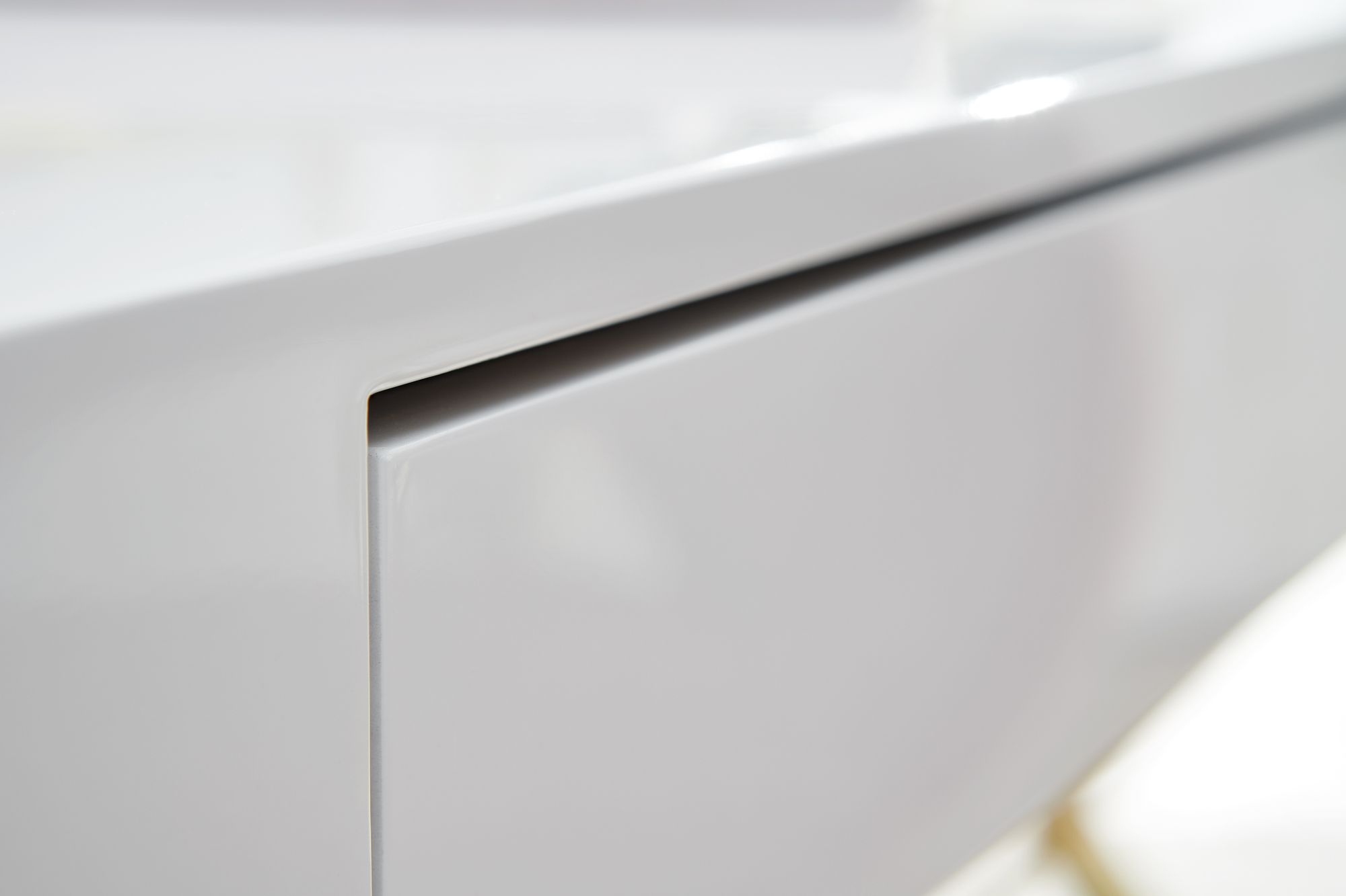 FineBuy Schreibtisch Hochglanz Weiß Gold 118 cm Holz Computertisch Tisch Büro – Ansicht 4