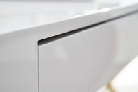 FineBuy Schreibtisch Hochglanz Weiß Gold 118 cm Holz Computertisch Tisch Büro – Ansicht 4