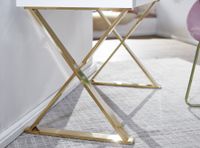 FineBuy Schreibtisch Hochglanz Weiß Gold 118 cm Holz Computertisch Tisch Büro – Ansicht 5