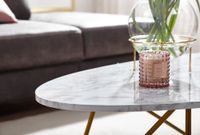 FineBuy Couchtisch Marmor Optik Weiß 120 cm Wohnzimmertisch Oval Tisch Sofatisch – Ansicht 5