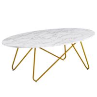 FineBuy Couchtisch Marmor Optik Weiß 120 cm Wohnzimmertisch Oval Tisch Sofatisch – Ansicht 6