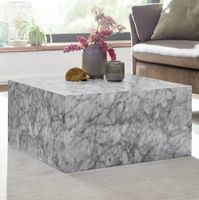 FineBuy Couchtisch MONOBLOC Weiß Marmor Optik 60 cm Wohnzimmertisch Sofatisch – Ansicht 1