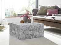 FineBuy Couchtisch MONOBLOC Weiß Marmor Optik 60 cm Wohnzimmertisch Sofatisch – Ansicht 2