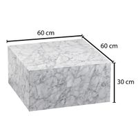 FineBuy Couchtisch MONOBLOC Weiß Marmor Optik 60 cm Wohnzimmertisch Sofatisch – Ansicht 3