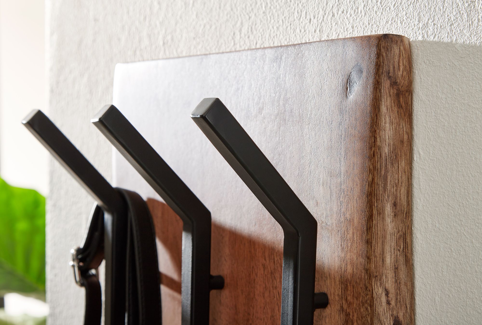 FineBuy Wandgarderobe Holz Metall 100 cm Garderobe Flur Hakenleiste Massivholz – Ansicht 4