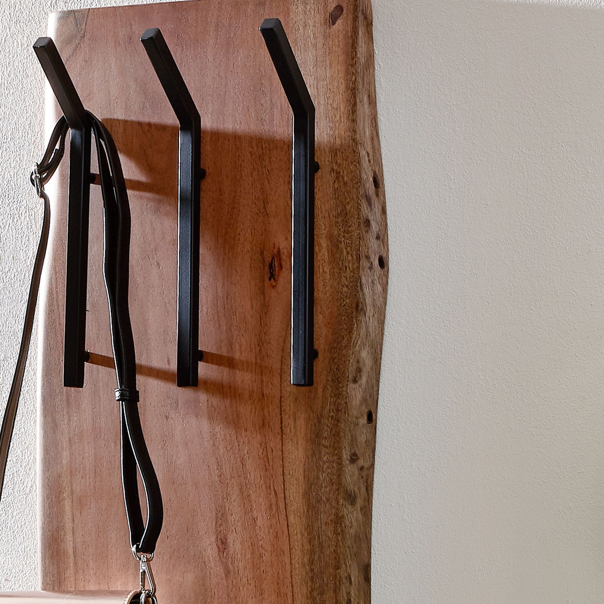 FineBuy Wandgarderobe Holz Metall 100 cm Garderobe Flur Hakenleiste Massivholz – Ansicht 5