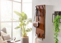 FineBuy Wandgarderobe Holz Metall 100 cm Garderobe Flur Hakenleiste Massivholz – Ansicht 2