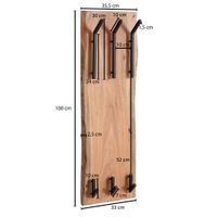 FineBuy Wandgarderobe Holz Metall 100 cm Garderobe Flur Hakenleiste Massivholz – Ansicht 3