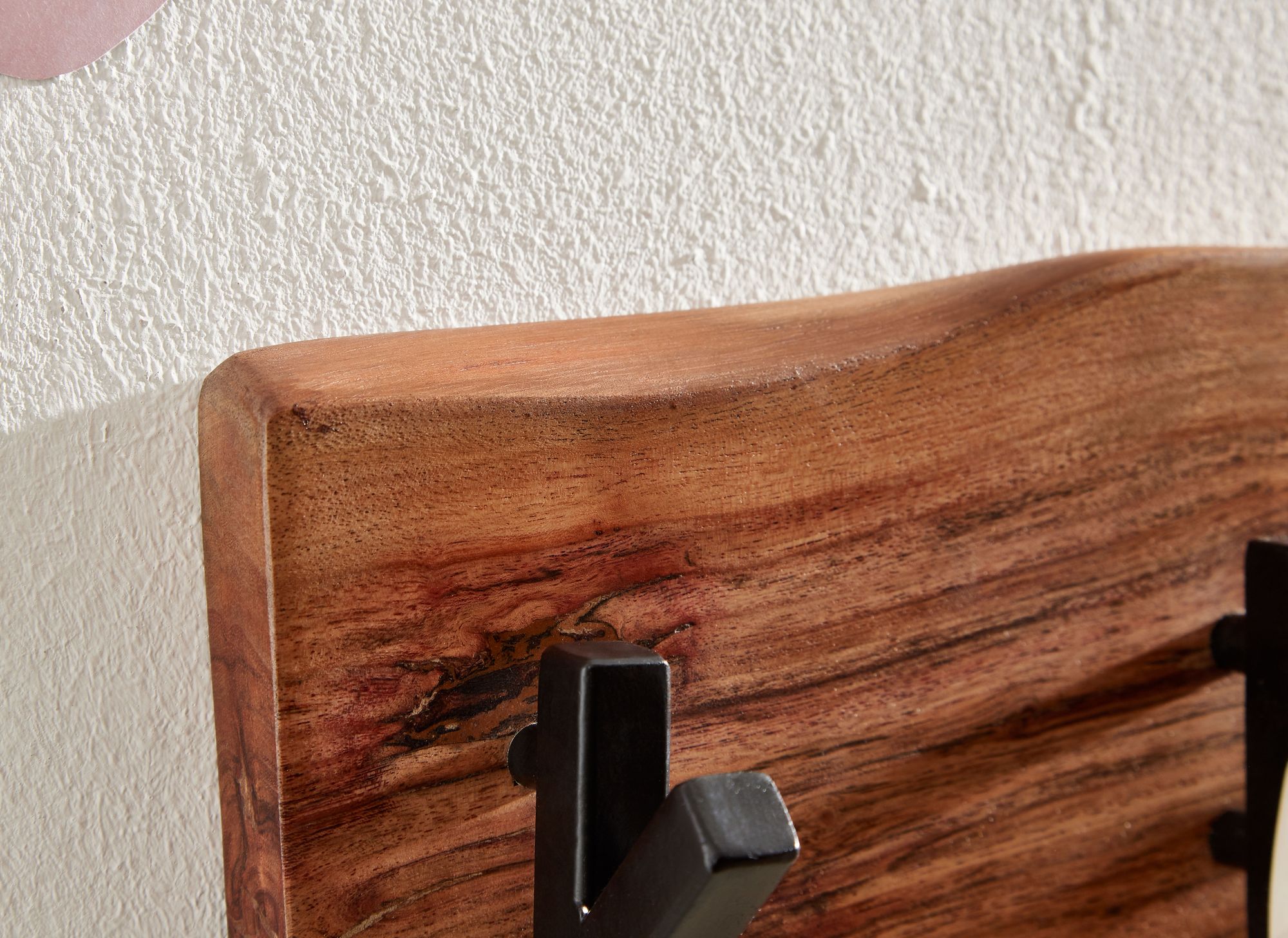 FineBuy Wandgarderobe Holz Metall Garderobe Flur Hakenleiste Massivholz Paneel – Ansicht 5