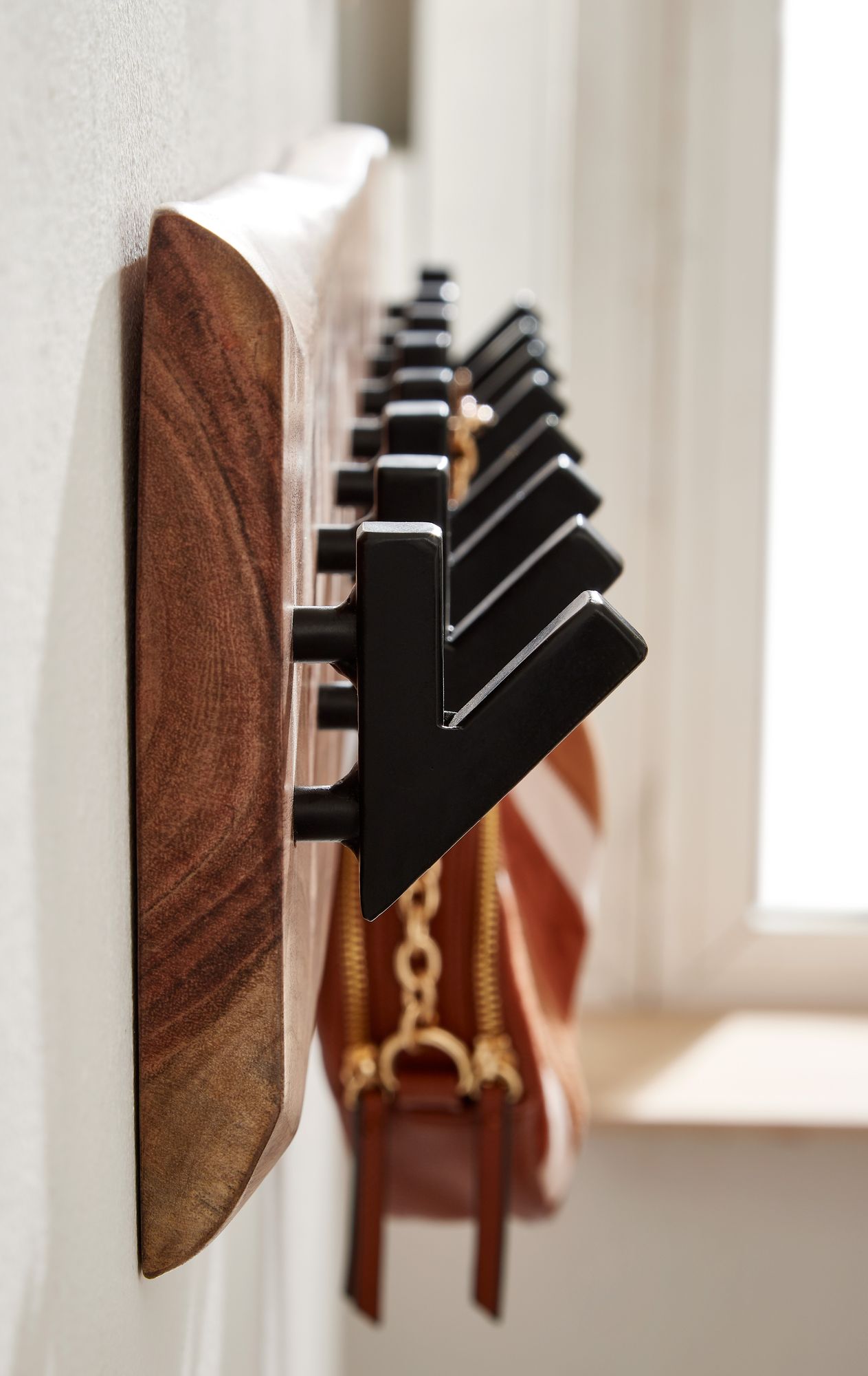 FineBuy Wandgarderobe Holz Metall Garderobe Flur Hakenleiste Massivholz Paneel – Ansicht 4