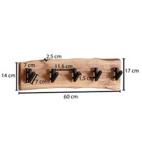 FineBuy Wandgarderobe Holz Metall Garderobe Flur Hakenleiste Massivholz Paneel – Ansicht 3